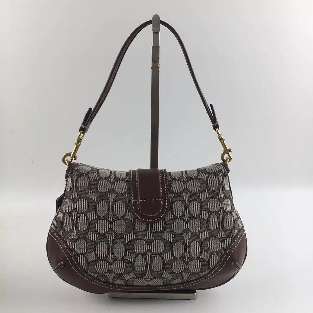 COACH Soho Signature Jacquard Top Handle Shoulder Bag CJ814 – Brown 👜