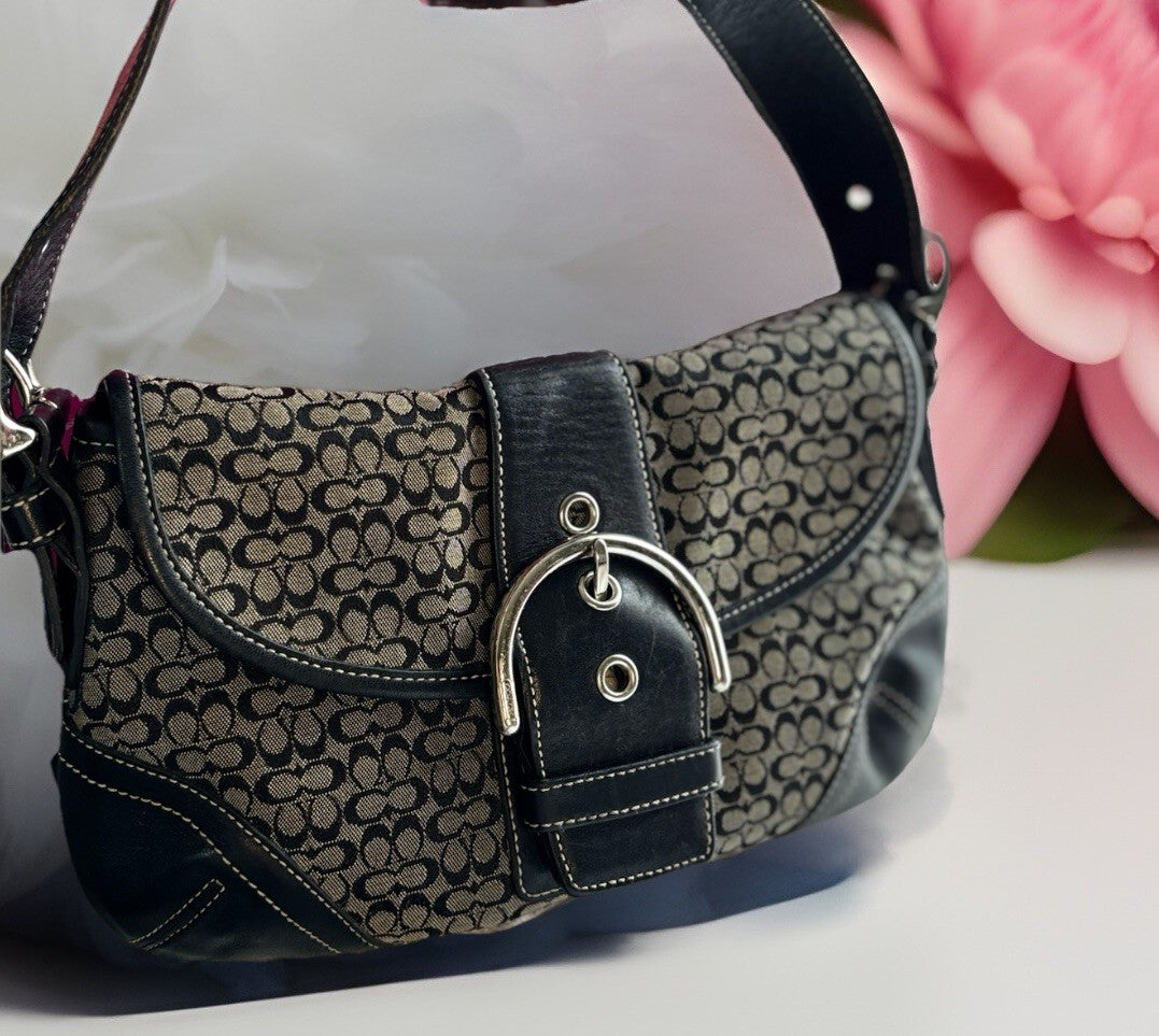 Vintage Coach Mini Soho Buckle Bag – Black/Grey 🖤