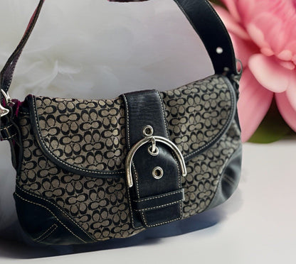 Vintage Coach Mini Soho Buckle Bag – Black/Grey 🖤