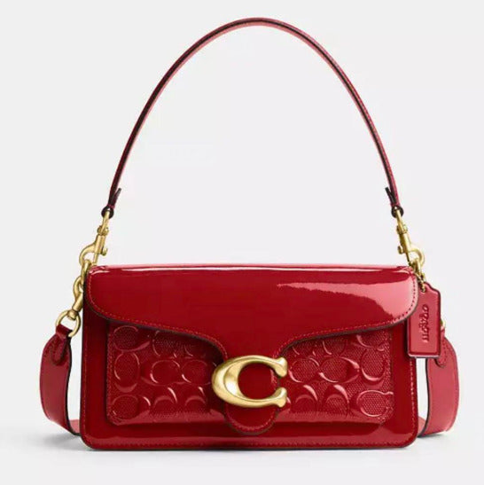 COACH Tabby Crossbody Bag Shoulder Bag - Leather Black & Red