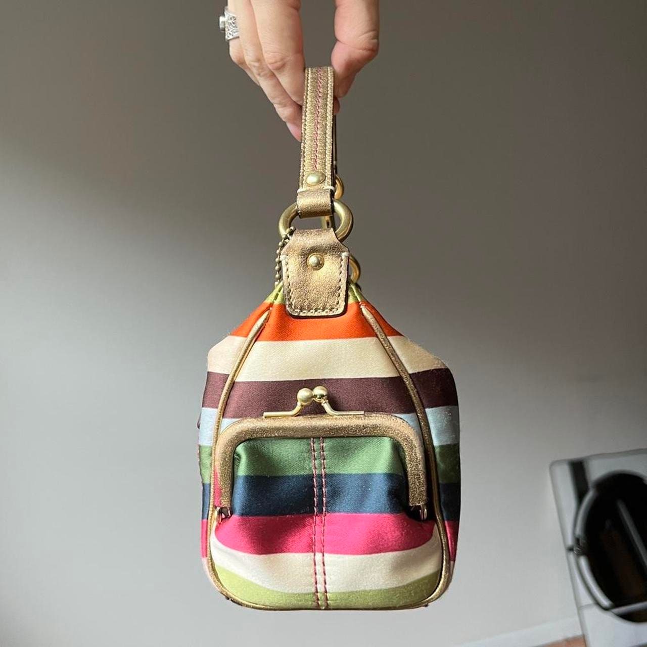 Vintage Y2K Coach Mini Satin Colorful Striped Baguette 💫