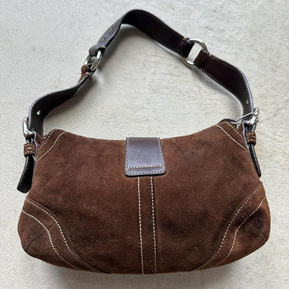 RARE! Vintage Y2K Coach Brown Suede Mini Soho Shoulder Bag 👜✨