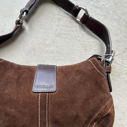 RARE! Vintage Y2K Coach Brown Suede Mini Soho Shoulder Bag 👜✨