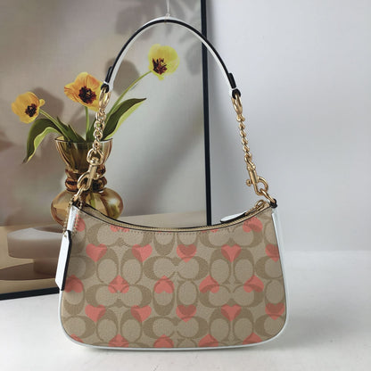 COACH Teri Heart Print Shoulder Crossbody Bag – Signature Canvas, Black, CP190 ❤️👜