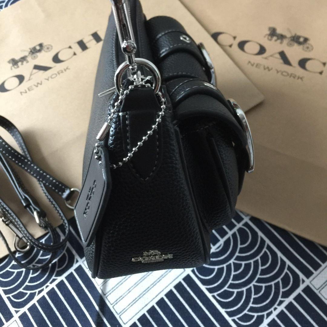 COACH CM079 Ashton Shoulder Bag – Black Leather & Silver Hardware