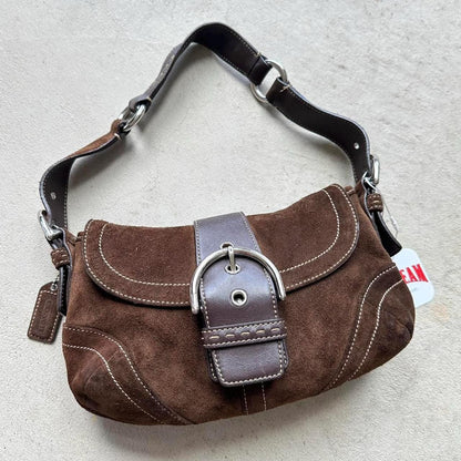 RARE! Vintage Y2K Coach Brown Suede Mini Soho Shoulder Bag 👜✨