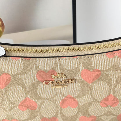 COACH Teri Heart Print Shoulder Crossbody Bag – Signature Canvas, Black, CP190 ❤️👜