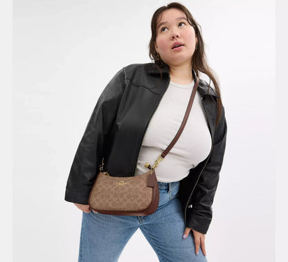COACH Teri Shoulder Bag – Signature Canvas Brown 🤎 (NEW!)