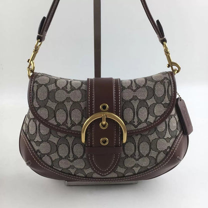 COACH Soho Signature Jacquard Top Handle Shoulder Bag CJ814 – Brown 👜