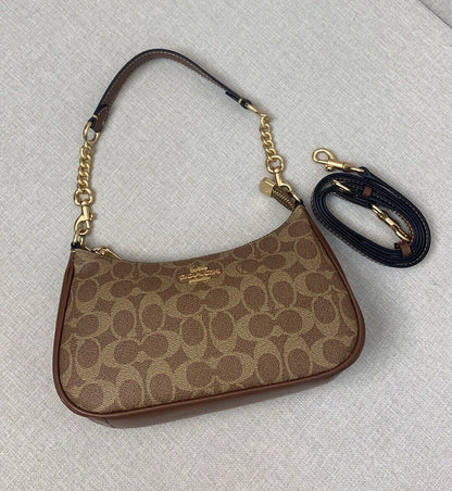 COACH Teri Shoulder Bag – Signature Canvas Brown 🤎 (NEW!)