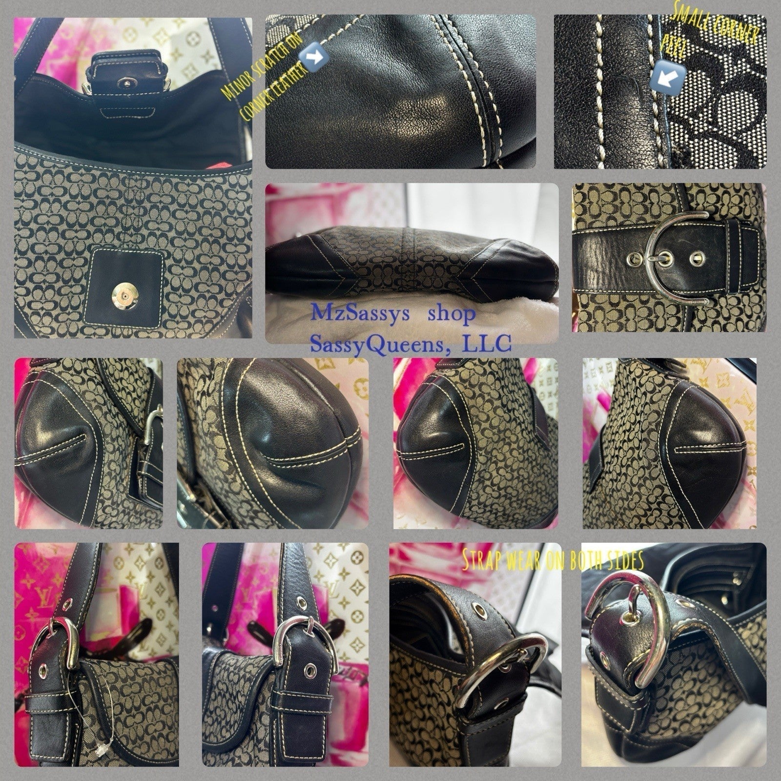 Vintage Coach Mini Soho Buckle Bag – Black/Grey 🖤