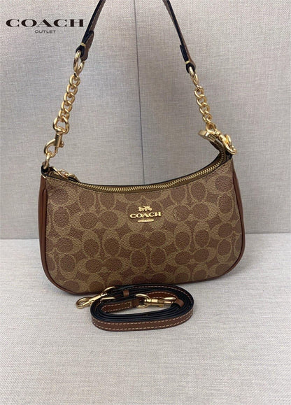COACH Teri Shoulder Bag – Signature Canvas Brown 🤎 (NEW!)