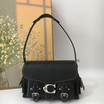 Coach CT721 Leather Soft Tabby Shoulder Bag Crossbody – Black