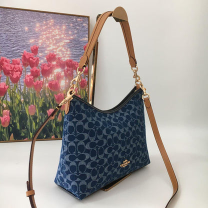 COACH Laurel Shoulder Bag Signature Denim – Denim/Natural CY702 Outlet NEW