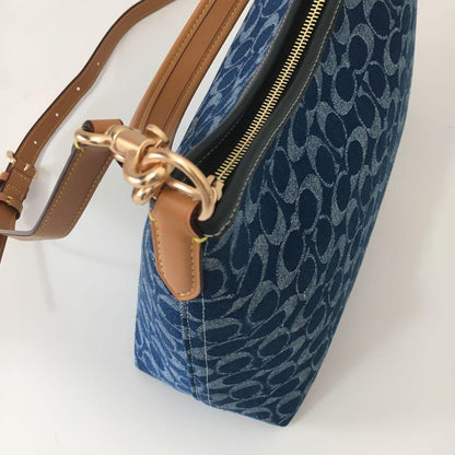 COACH Laurel Shoulder Bag Signature Denim – Denim/Natural CY702 Outlet NEW