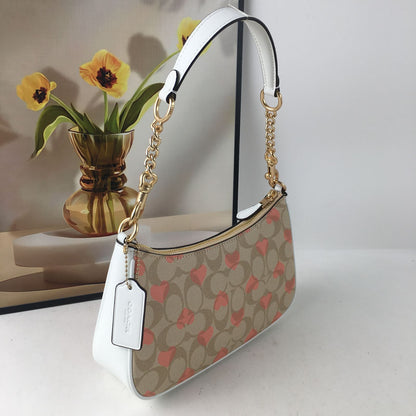 COACH Teri Heart Print Shoulder Crossbody Bag – Signature Canvas, Black, CP190 ❤️👜