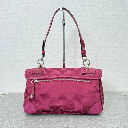 COACH Signature Flap Shoulder Bag 31214 – Pink Leather x Satin Canvas 💖